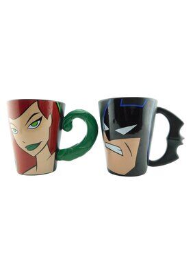 Animated BATMAN Poison Ivy Signed KEVIN CONROY Mugs Cups figurine art set